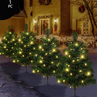 Factory direct one drag three drag four green Christmas tree warm light color solar lights mini Christmas tree