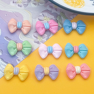 Bright Macaron Bow Tie Hairpin Hair Rope Hole Shoes Buckle Clothing DIY Accessories Resin Accessories
