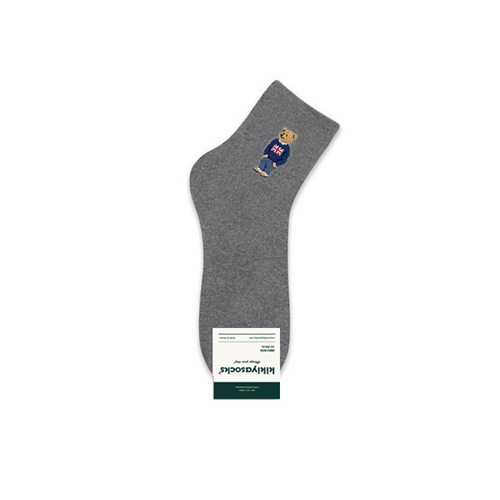 0Spring new men's short-waisted cotton socks cute cartoon bear short-tube Korean socks kiki spring and summer casual