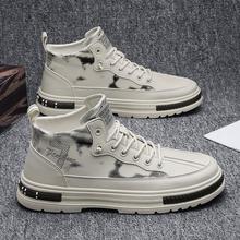 2021秋冬高帮鞋男超纤运动休闲工装鞋 潮男英伦风百搭马丁靴子男