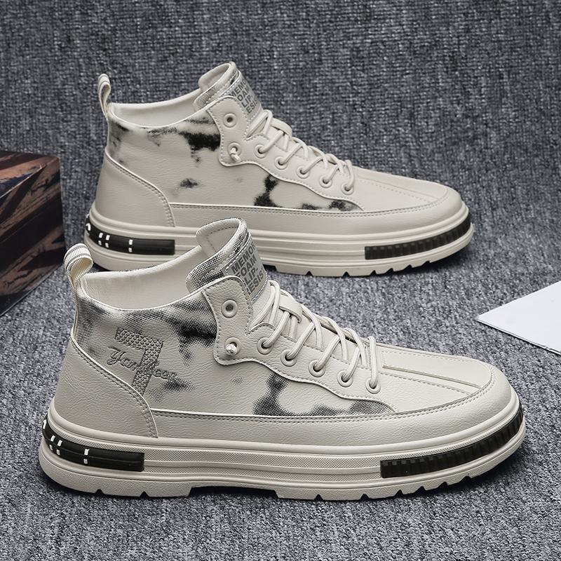 2021秋冬高帮鞋男超纤运动休闲工装鞋 潮男英伦风百搭马丁靴子男
