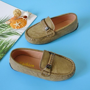 Handmade Children's Shoes Children's Leather Shoes Korean Style Fashion British Style Casual Shoes New Style Leather Shoes for Children and Students