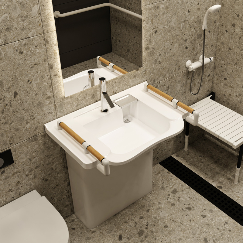 Factory Direct Supply of Artificial Stone Washbasins for Nursing Homes, Nursing Homes with Handrails, Washbasins Suitable for the Elderly, Household Basins Factory Direct Supply of Artificial Stone Washbasins for Nursing Homes, Nursing Homes with Handrails, Washbasins Suitable for the Elderly, Household Basins