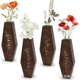 家用壁挂式木质花瓶架客厅装饰木制干花置物架悬挂式实木插画架