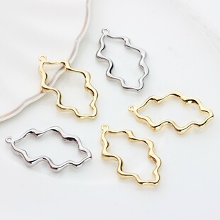 Electroplated zinc alloy irregular geometric wave shape pendant accessories jewelry diy jewelry earrings accessories material
