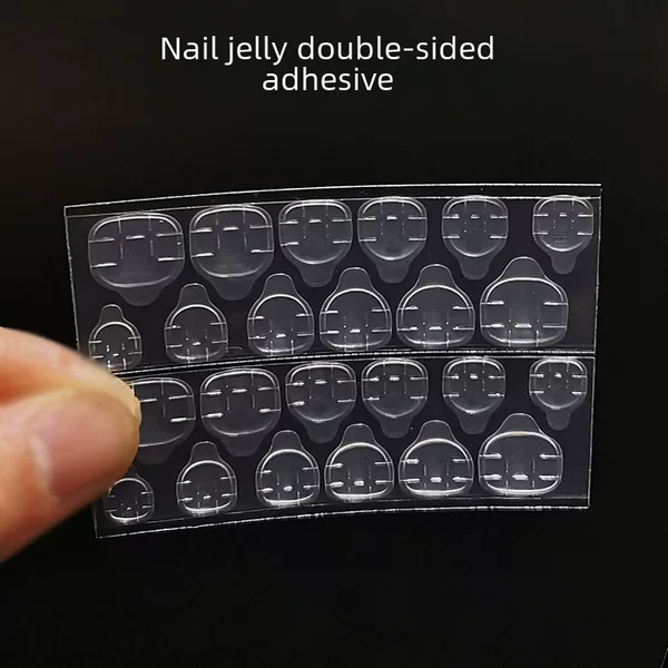 ins nail jelly gel super sticky wear nail sheet double-sided adhesive easy-to-remove invisible widened 24-piece indentation transparent adhesive