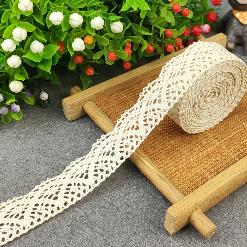 现货直批 2.1厘米棉线蕾丝花边批发 DIY饰品无弹织带辅料
