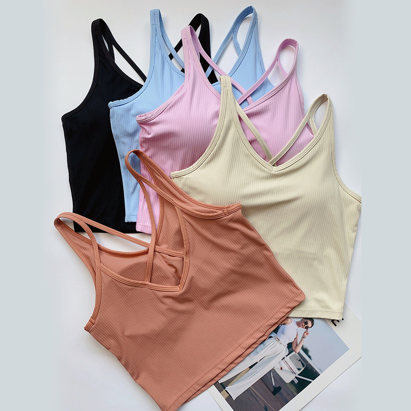 Xiyang Muxue Sports Vest with Chest Pads for Fitness, Yoga Training, Slim-Fitting Sleeveless Top for Summer with Open Back