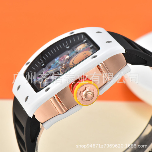 Men's watch hollow trendy fashionable ceramic watch hollow Japanese and Korean style men's quartz watch men's watch