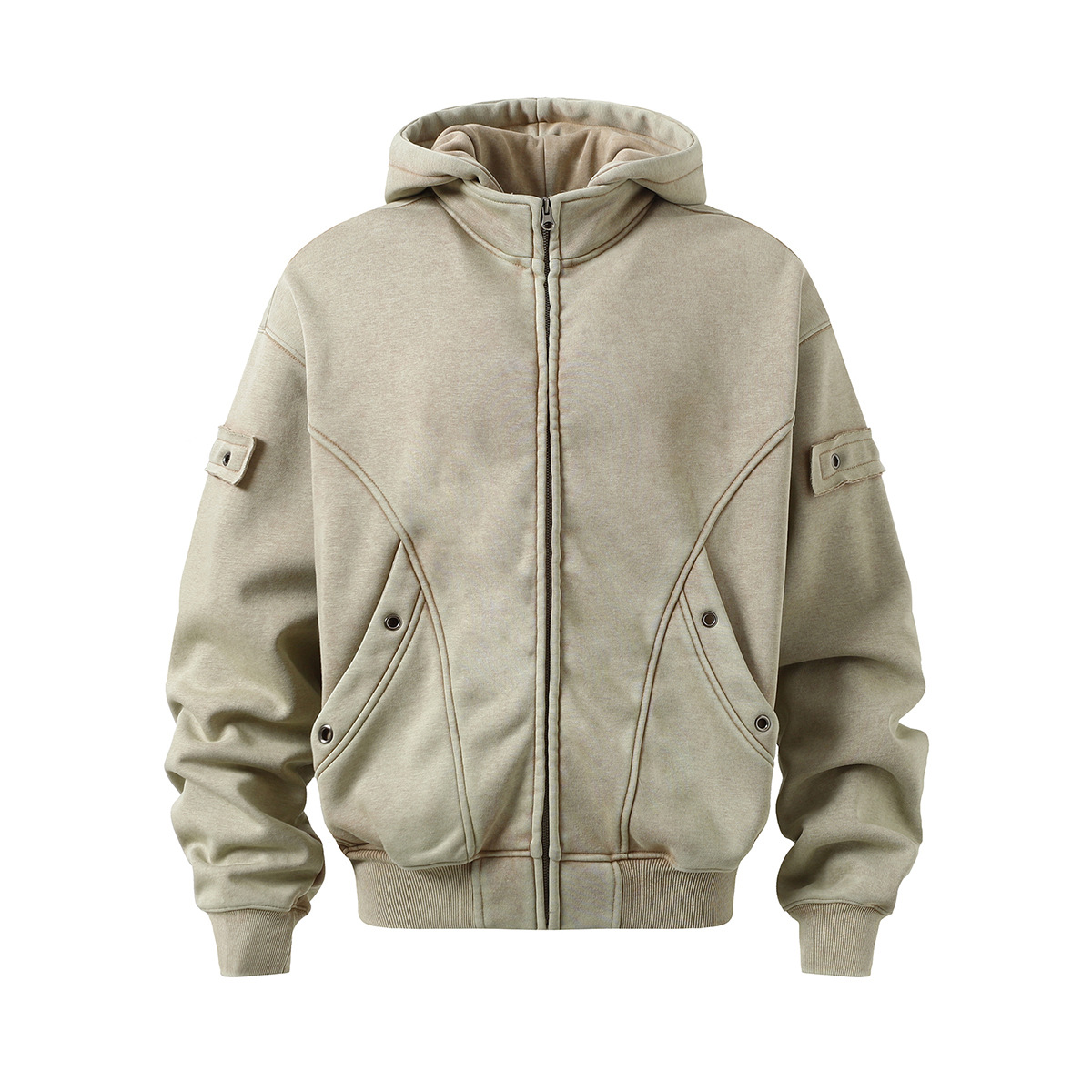 Jiayiku Abbigliamento Uomo 2024 Nuova Felpa con Cappuccio American Street Hip-Hop Giacca in Pile Stile Wasteland Felpa Lavata con Cerniera_voghion.com