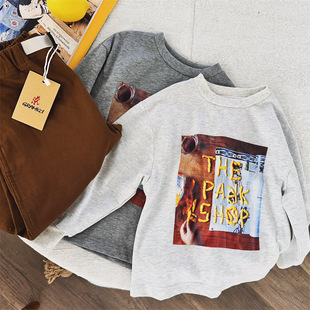 2025 Spring and Summer New Kidsren's Stereo Printed Letter Long-Sleeved T-Shirt French Fries Bottoming Shirt in Stock