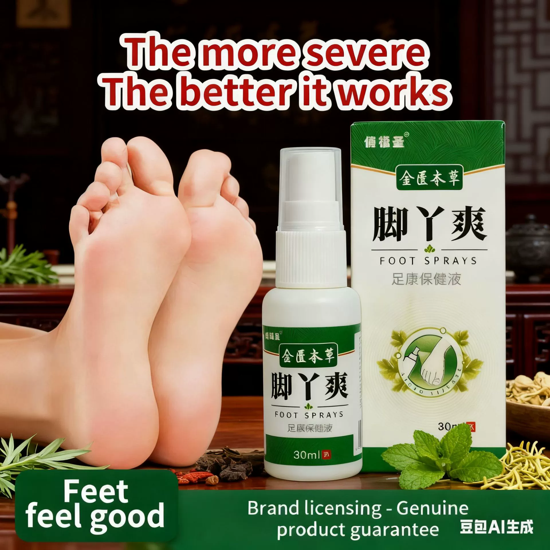 Спрей для ухода за ногами от запаха и пота, травяной отшелушивающий спрей для ног, хит продаж TikTok от грибка стопы, дропшиппинг.