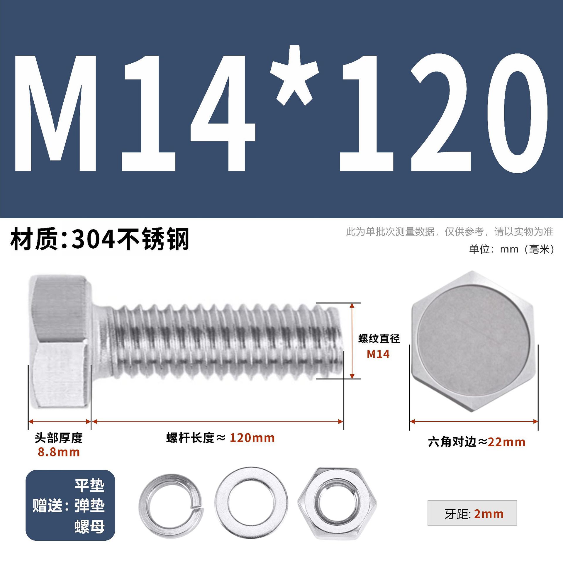 304 acero inoxidable tuerca perno hexagonal conjunto de accesorios de almohadilla de resorte M3M4M5M6M12 image 173