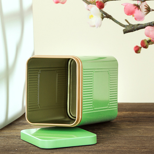 Anyuan packaging tinplate tea can 125g Biluochun square tea can Lapsang Souchong metal can tea tin box