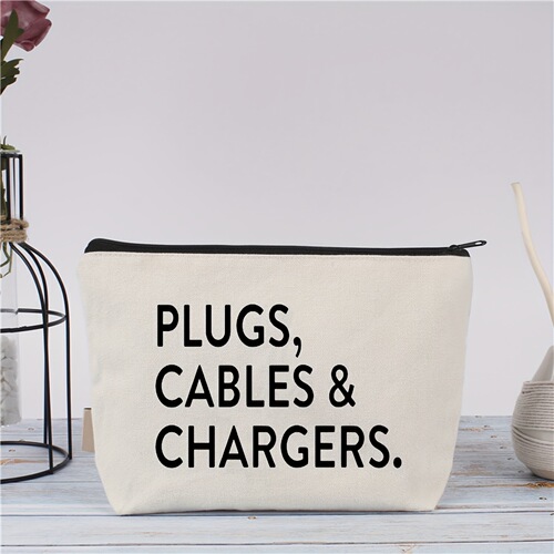 Factory goods storage bag, coin purse PLUGSCABLES & CHARGERS. Canvas travel bag, makeup bag