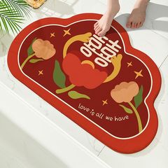 Red wedding room doormat with auspicious character, for kitchen and bathroom, non-slip entry mat
