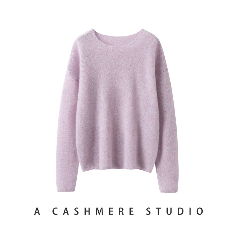 75% cashmere 25% mulberry silk one-line collar cashmere sweater for women, elegant and versatile, loose fit, plus size knitted base sweater 75% cashmere 25% mulberry silk one-line collar cashmere sweater for women, elegant and versatile, loose fit, plus size knitted base sweater