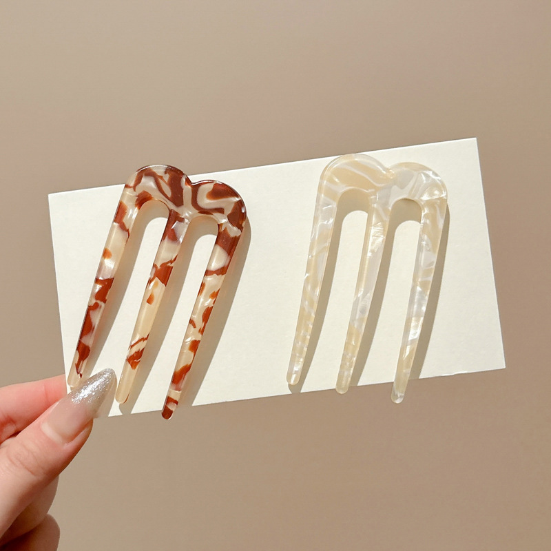 Nueva horquilla china en forma de U para mujer, horquilla de alto nivel, cabeza de bola, inserto para el cabello, tocado de horquilla simple diario moderno