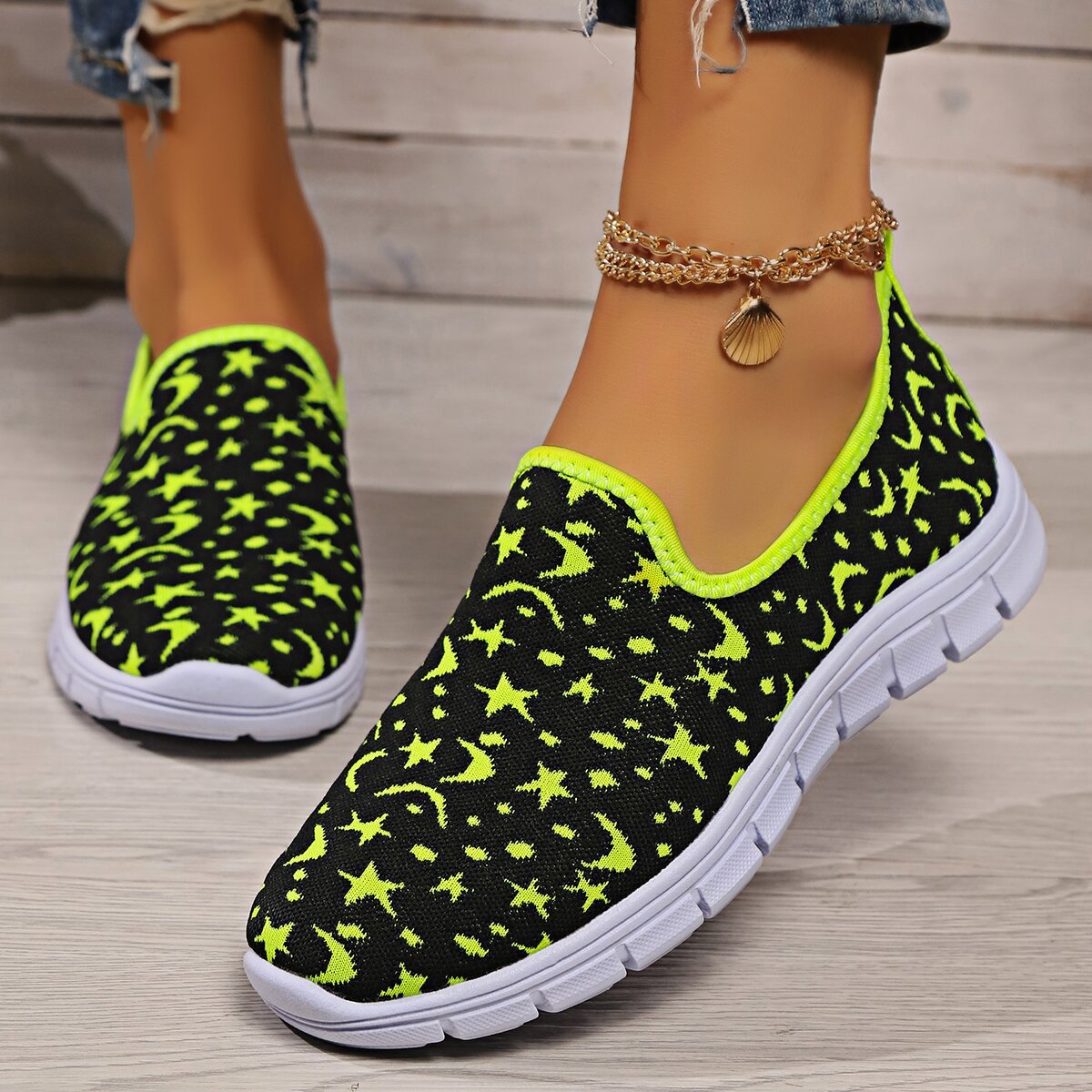 Frauen Schuhe große größe frühjahr und sommer freizeit fliegen stricken neue weiche sohle atmungsaktive mesh einem schritt frauen der einzelnen schuhe_voghion.com