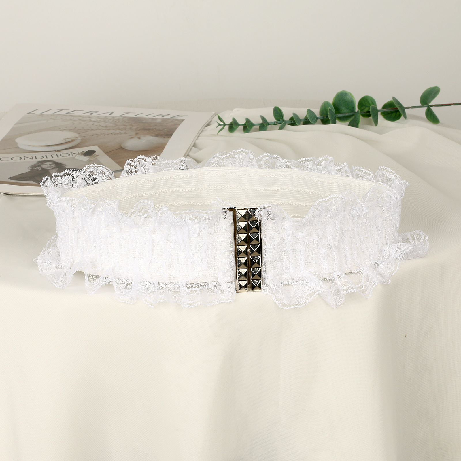 Elastische kanten tailleband voor damesjurk_voghion.com