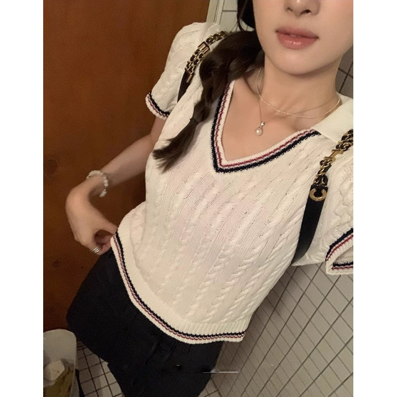 Модный топ для кормящих мам 2025 года, короткий рукав, трикотажный, комбинированный, для миниатюрных женщин, для выхода в свет