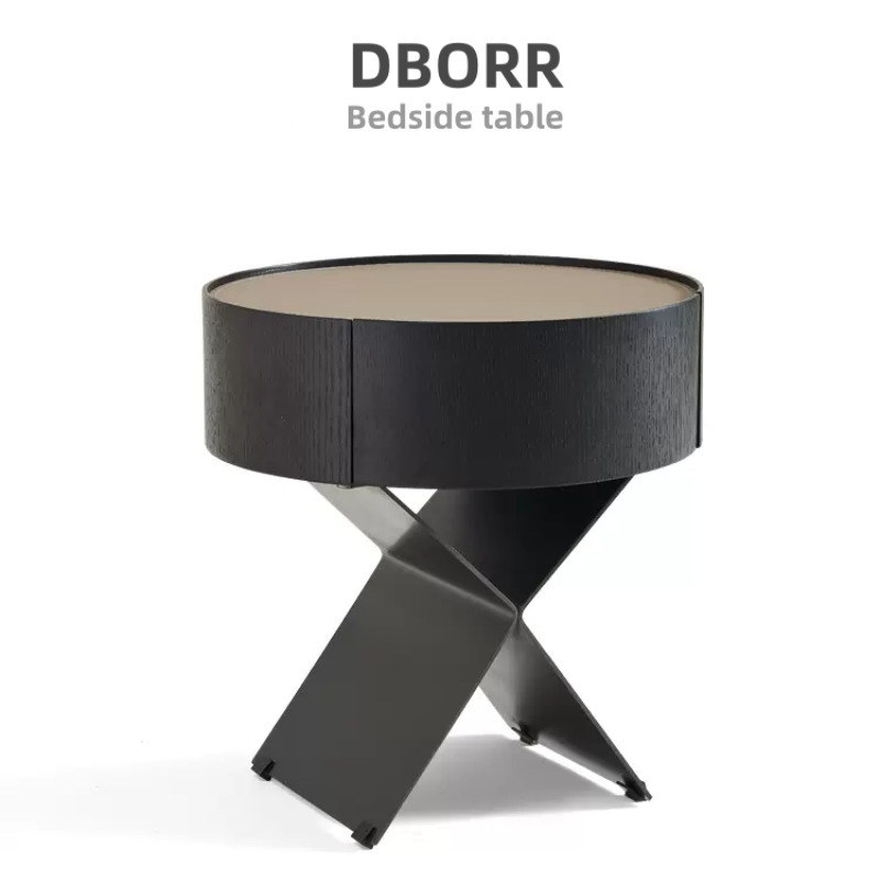 Wxkd917Dborr Italian Minimalist Saddle Leather Bedside Table Designer Same Style Ins Style Bedroom Classy Bedside