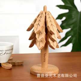 木制隔热垫实木耐高温餐桌碗垫平底锅支架家用创意圣诞树造型杯垫