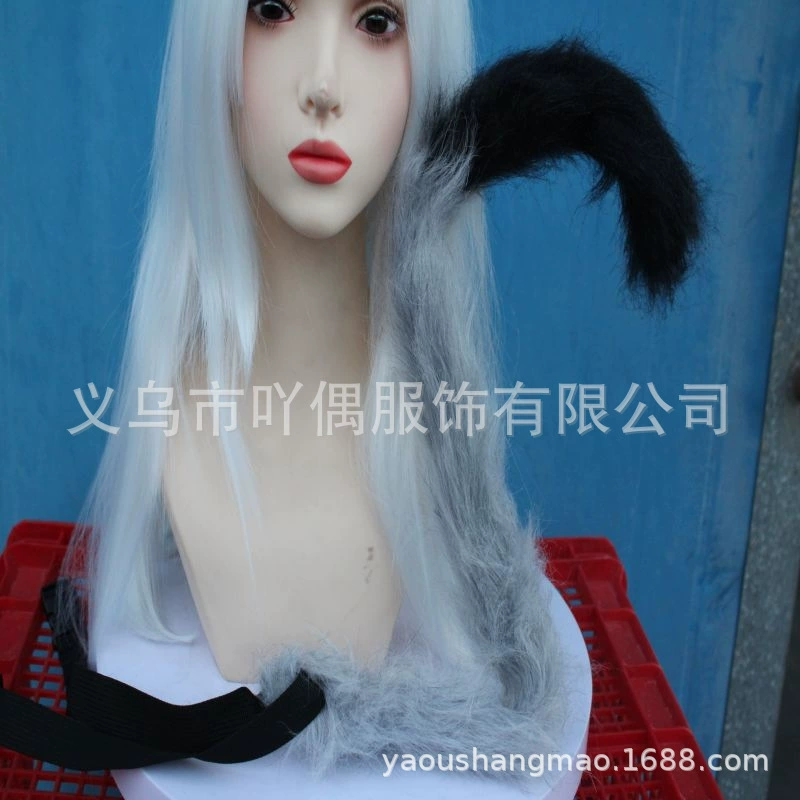 Кошачий хвост COS кошачьи уши обезьяна Волк хвост женщина слуга может вогнутой формы кошачий хвост кошка Нианг рай ручной работы хвост зверя