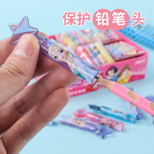 Disney cartoon pen cap, primary school student transparent pen cap, children's plastic pencil protective cap