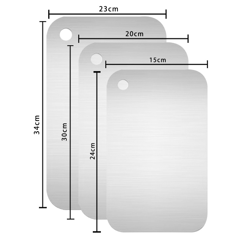 Cross-border 304 tablero de acero inoxidable antideslizante grueso tablero de corte de verduras tablero de corte doméstico tablero de corte de escritorio grande tablero de corte