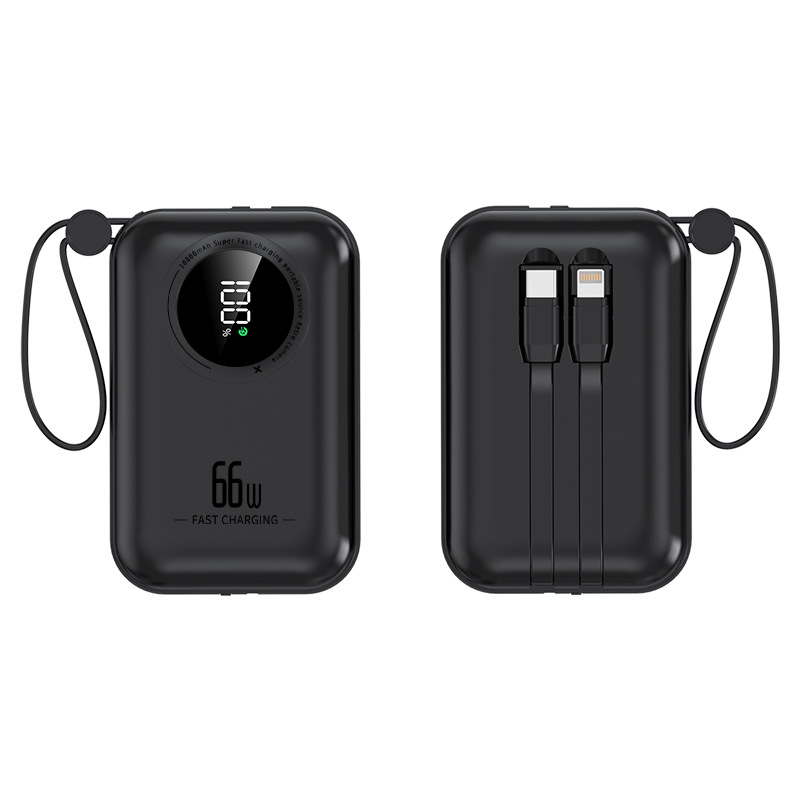 Nuevo mini 22,5 W Super carga rápida con línea redonda pantalla digital banco de energía 10000ma portátil móvil fuente de alimentación