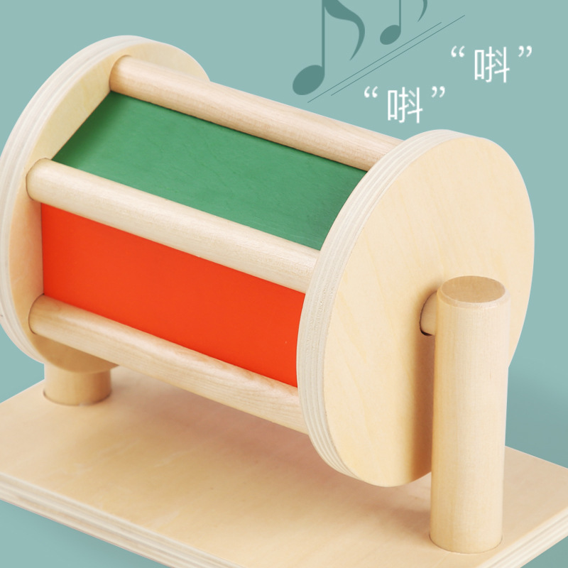 Juguetes de madera divertidos para niños Montessori educación temprana tambor de madera textil material didáctico juguetes Montessori