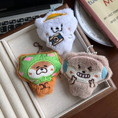 三人組キーホルダー、かわいいぬいぐるみペンダント、ギフト、学生バッグペンダント、キーホルダーギフト