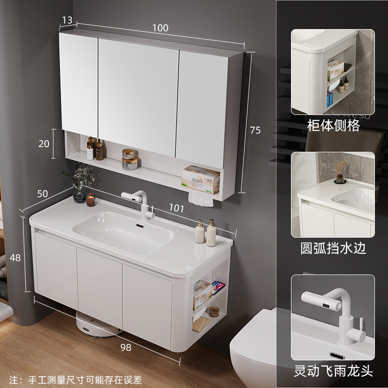 100 laterales) cuadrado - medio sellado gabinete de espejo de belleza - gabinete principal de panal de abeja - grifo de extracción de lluvia volante