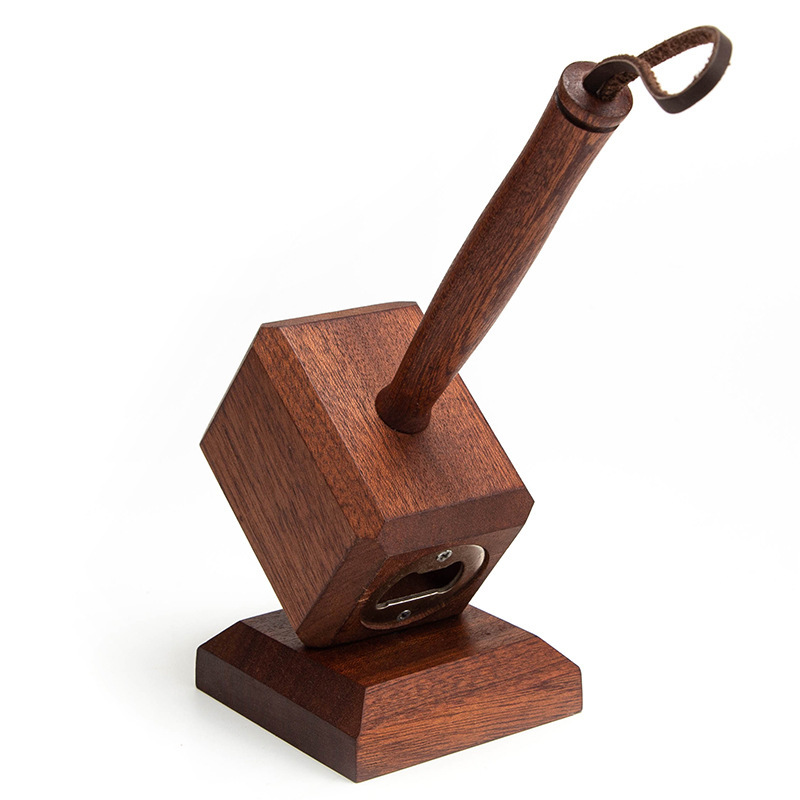 Abridor de botellas con martillo de Thor, abridor de cerveza magnético de madera, divertido abridor de bebidas, decoración creativa para el hogar y adorno con personalidad._voghion.com