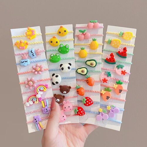 Adorable cartoon rubber band baby hair tie for girls, high elasticity hair ribbon, does not damage hair, popular rubber band for children