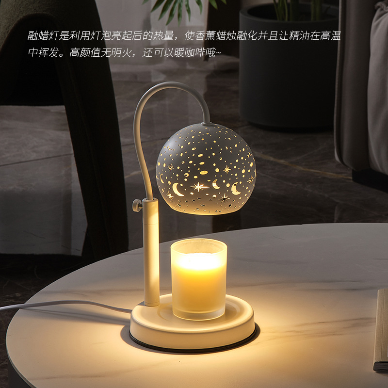 Nueva lámpara de aromaterapia lámpara de fusión de cera Pantalla de cielo estrellado lámpara de fusión de velas Lámpara ardiente de cera lámpara de fusión de cera lámpara de noche lámpara de mesa de Amazon