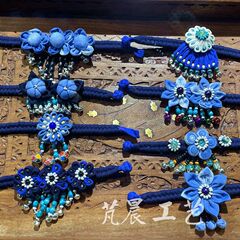 藍染ブレスレット 雲南民族風絞り染め布製ブレスレット 女性用ブレスレット