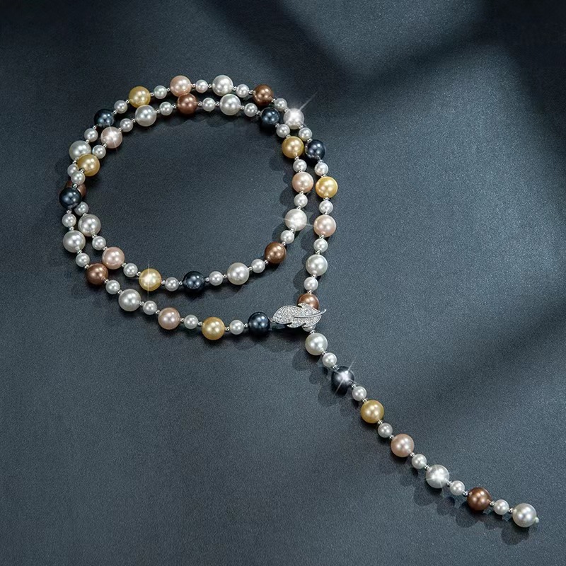 Factory Direct Pearl long necklace women's high-grade Leaf Pearl sweater chain elegant all-match autumn and winter accessories