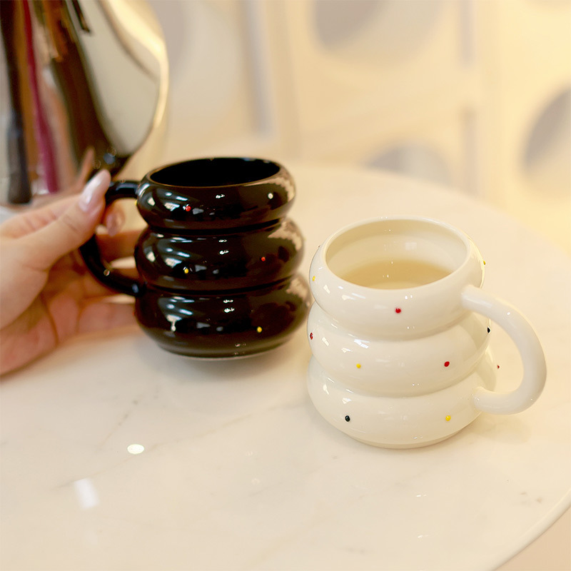 Taza de punto pequeño de frijoles de azúcar de estilo nórdico, taza de nicho, taza de agua, taza de cerámica atractiva, taza de café de pareja