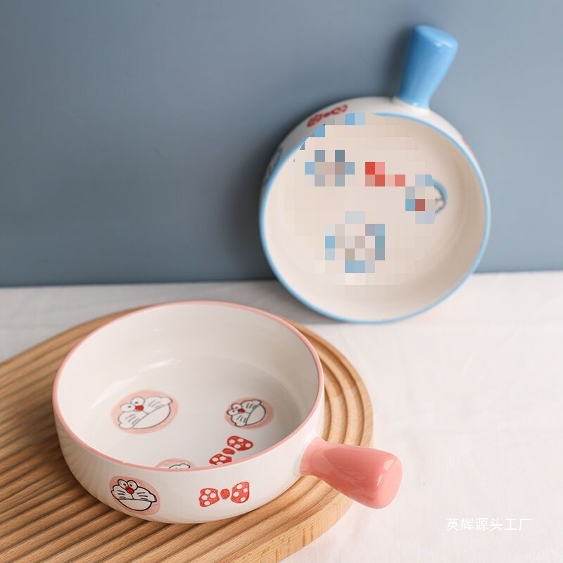漫画セラミックハンドルボウルインターネット有名人の見栄えの良い一人用食器家庭用かわいいインスタントラーメンボウルハンドル付きスープボウル|undefined