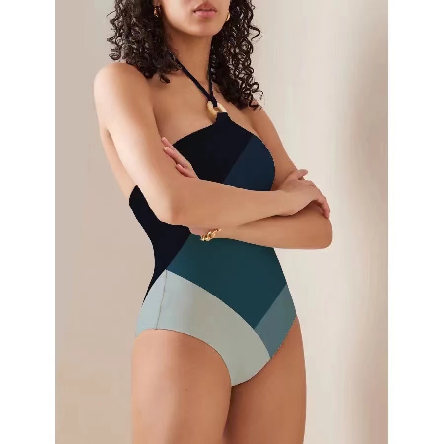 GraceChic GraceChic European And American One-Piece Two-Piece Set Cross-Border Hot Sale Sexy Color Block Strap Tight-Fitting Gathered_voghion.com