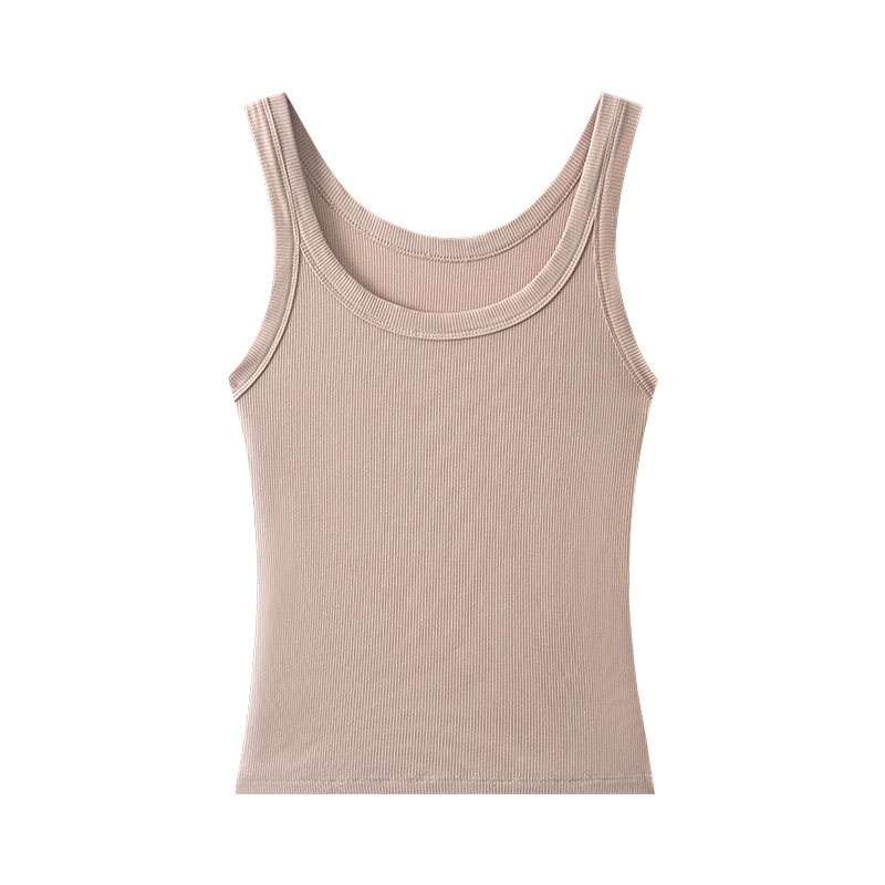 Camisola cubierta interior de las mujeres pecho Correa hombro ancho bottoming Top sin costuras transpirable verano desgaste exterior hilo cuello redondo chaleco