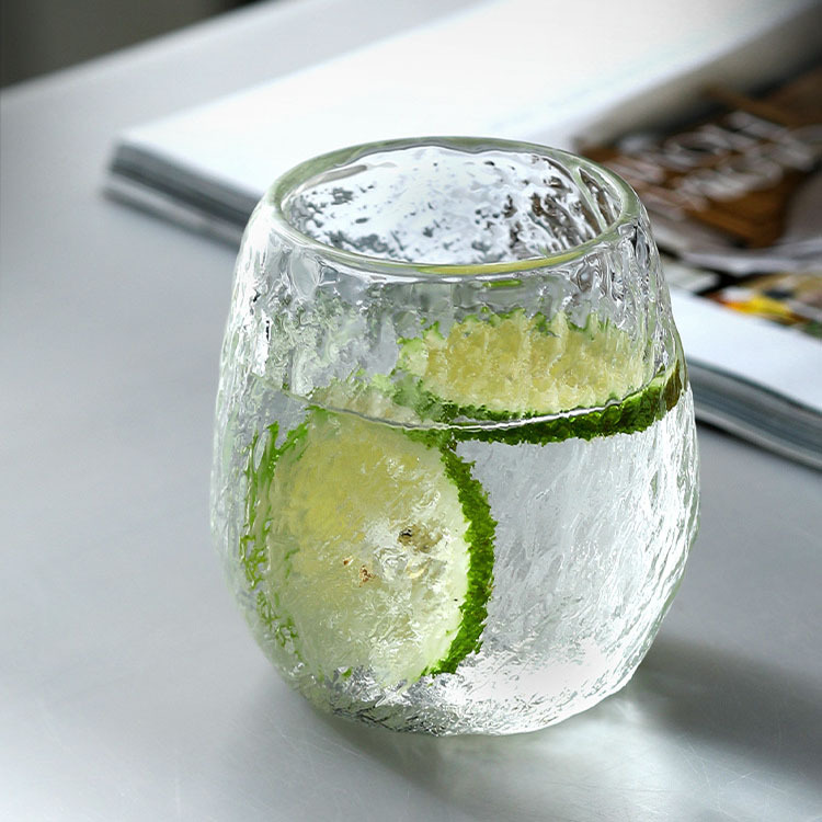 家用加厚日式玻璃杯水杯夏耐熱錘紋杯子耐高溫單層茶杯威士忌酒杯