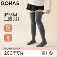 大码过膝袜子女秋冬防下滑大腿袜胖mm粗腿加绒加厚高筒护膝长筒袜
