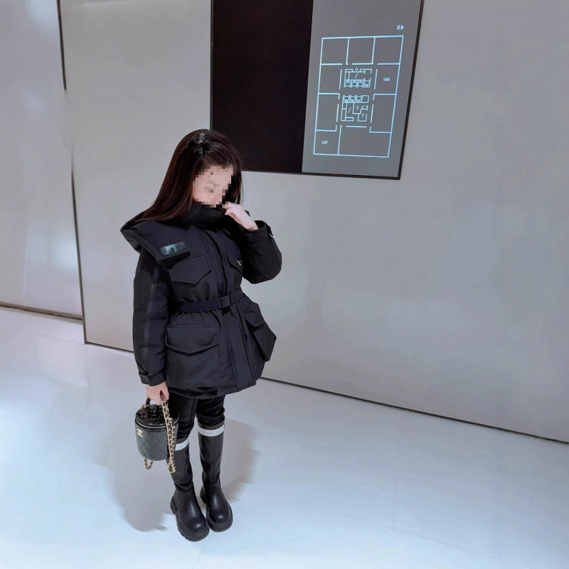 女童冬季中长款羽绒棉服外套2025新款韩版儿童洋气收腰棉服派克服