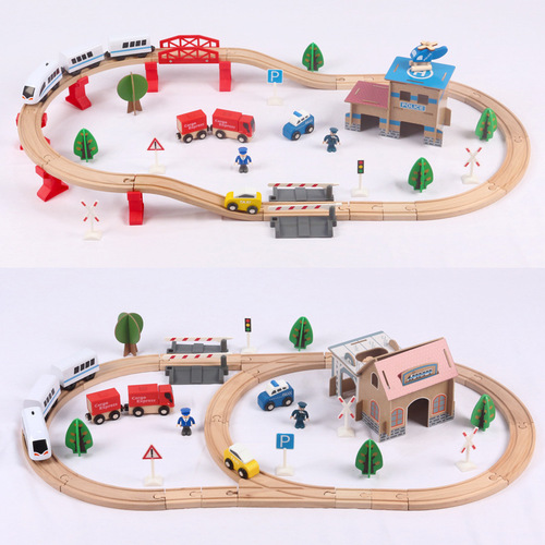Wholesale wooden TMS88pc electric train track set educational wooden toys puzzle wooden track