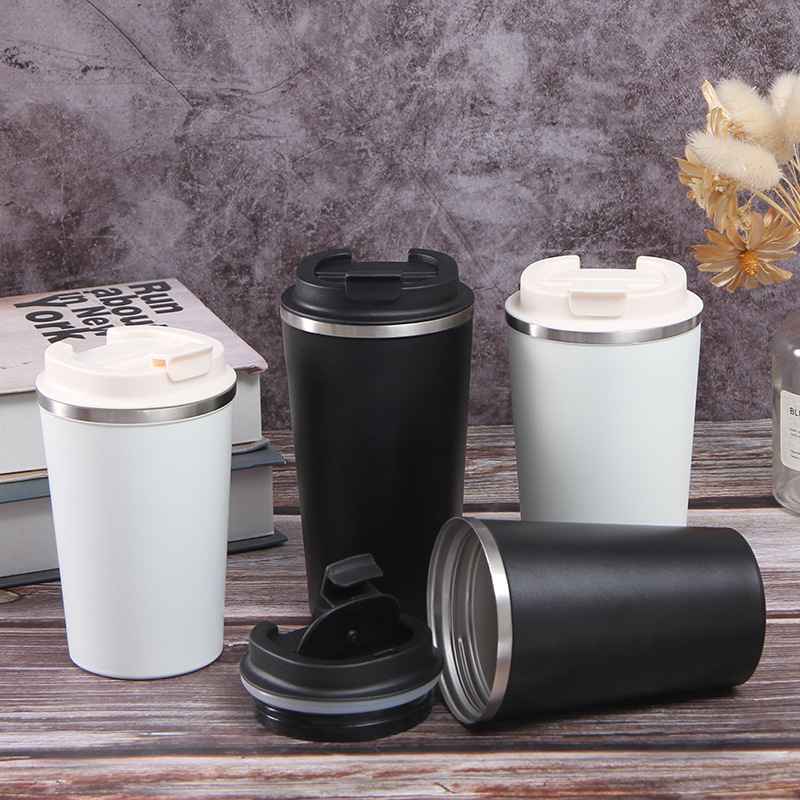 Nuevo acero inoxidable 304 taza portátil de aislamiento térmico de doble capa taza de café simple de moda taza de regalo corporativa