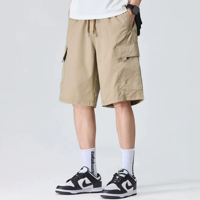 Lyocell Shorts for Men, Summer Thin Style, Cool Workwear Quick-Dry Sports Pants, American Trendy Brand Casual Five-Point Shorts for Men