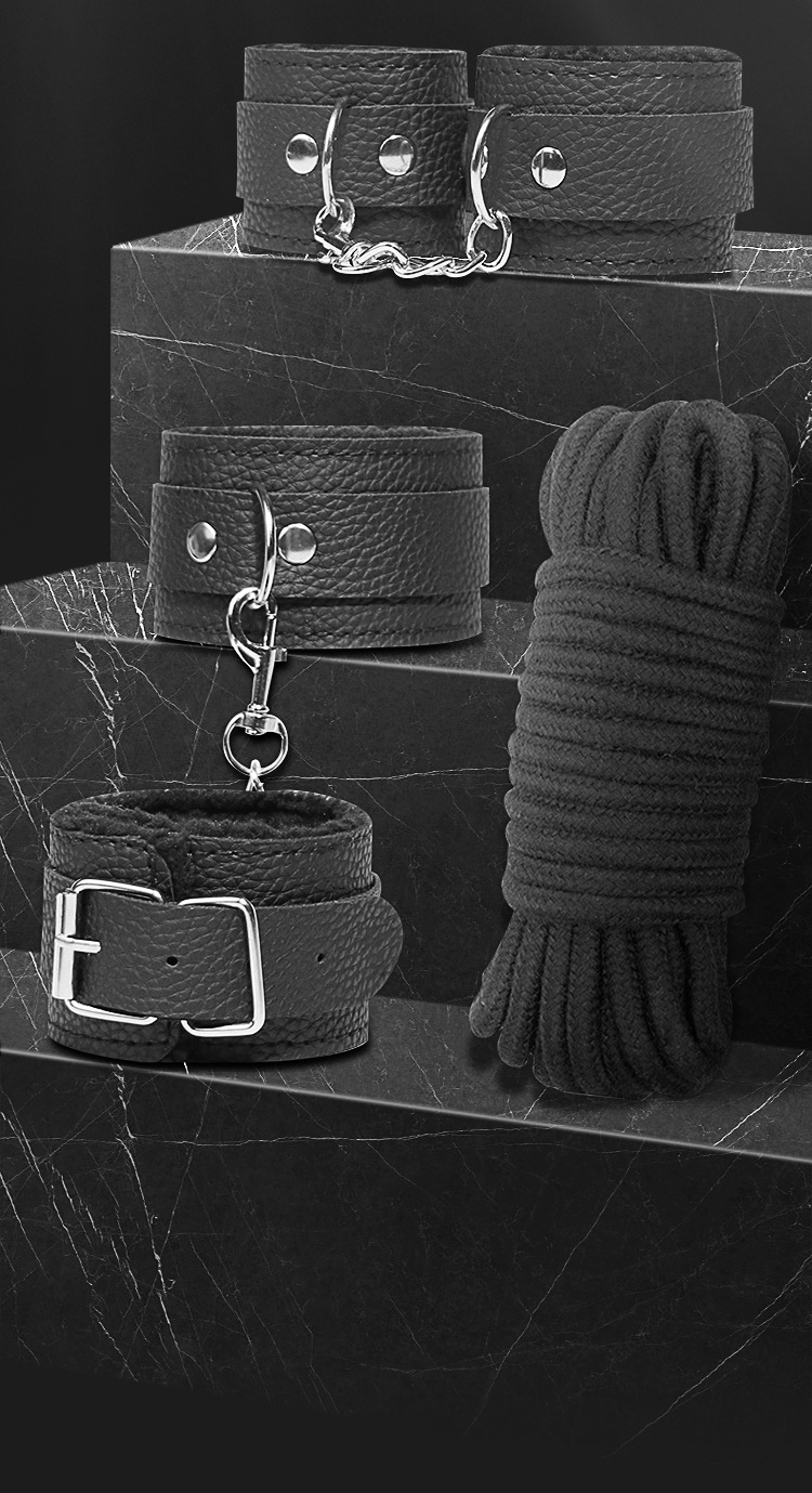 Jiuai SM Bondage Set 12-Piece Black PU Restraint Kit for Couples — detail image 11